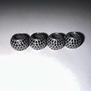 4 BLACK SPARKLE PANDORA CHARMS